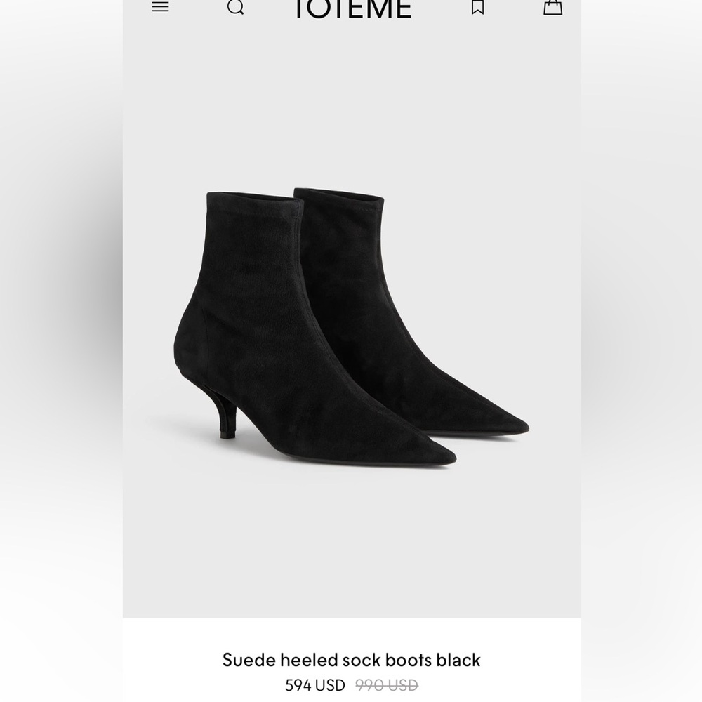 TOTEME 
Suede heeled sock boots black SIZE 38 
990 USD NEW - Picture 4 of 16